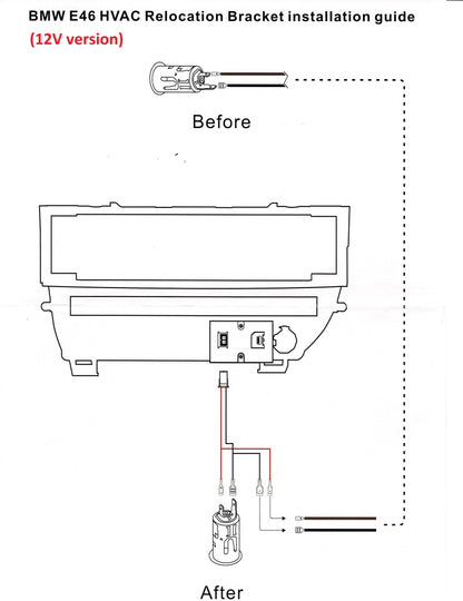 Dynavin E46 HVAC Relocation Bracket with 2 USBs (Single or Individual Row) LHD only